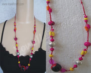 GLASS  BEAD NECKLACE WITH BONE PENDANT