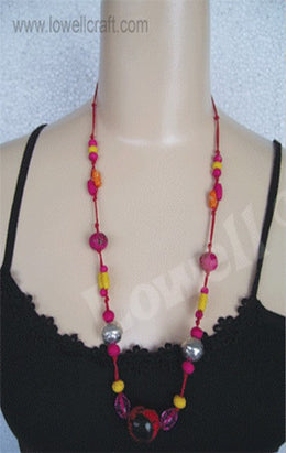 GLASS  BEAD NECKLACE WITH BONE PENDANT