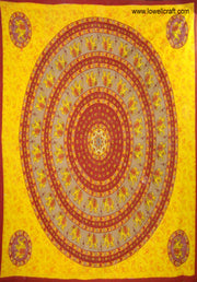 FLORAL HIPPIE ELEPHANT MANDALA TAPESTRY