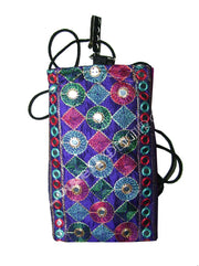MIRROR EMBROIDERY BORDER MOBILE POUCH