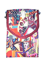 DIGITAL PRINT ETHNIC  MOBILE  BAG WITH KEY RING