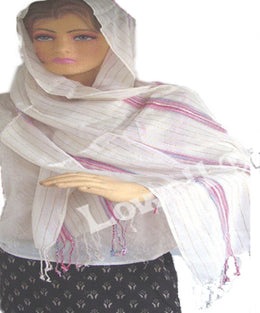 LUREX  COTTON STRIPE SCARF
