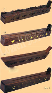 WOOD INCENSE STICK BOX WITH BRASS INLAY