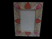 WOODEN PHOTO FRAME HAND PAINTED FLOWER DESIGN