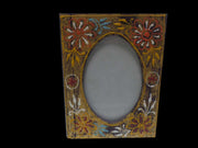 WOODEN PHOTO FRAME HAND PAINTED FLOWER DESIGN
