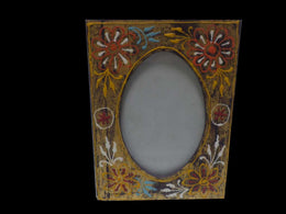 WOODEN PHOTO FRAME HAND PAINTED FLOWER DESIGN