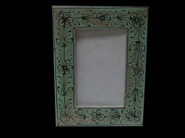 WOODEN PHOTO FRAME HAND PAINTED FLOWER DESIGN