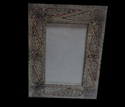 WOODEN PHOTO FRAME HAND PAINTED FLOWER & LEAF DESIGN