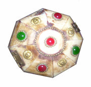 OCTAGONE SHAPE BONE JEWELERY BOX WITH STONE