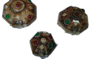 OCTAGONE SHAPE BONE JEWELERY BOX WITH STONE