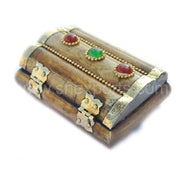 RECTANGLE SHAPE BONE JEWELRY BOX WITH STONE