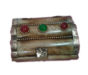 RECTANGLE SHAPE BONE JEWELRY BOX WITH STONE