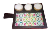 Wooden Platter with 3 Bowls
