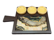 Wooden Platter with 3 Bowls