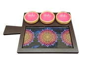 Wooden Platter with 3 Bowls
