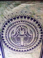 INDIAN HAMSA HAND TAPESTRY BED SHEET
