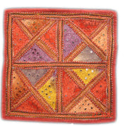 EMBROIDERED MIRROR WORK CUSHION COVER
