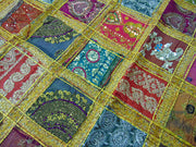 Ethnic Table Runner Sari Patchwork Hand Embroidered Wall Hanging