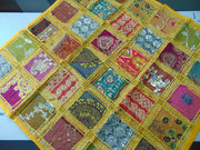 Ethnic Table Runner Sari Patchwork Hand Embroidered Wall Hanging