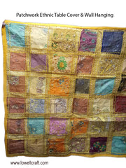 Ethnic Table Runner Sari Patchwork Hand Embroidered Wall Hanging