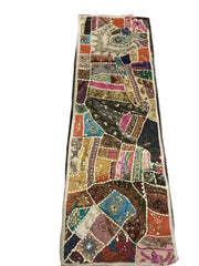 Ethnic long Table Runner Sari Patchwork Embroidered Wall Hanging