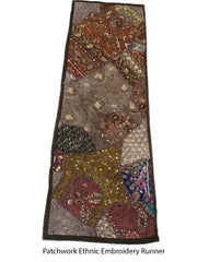 Ethnic long Table Runner Sari Patchwork Embroidered Wall Hanging