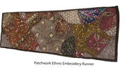 Ethnic long Table Runner Sari Patchwork Embroidered Wall Hanging
