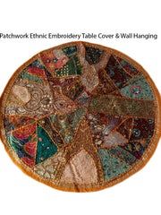 Traditional Indian Hand Embroidery Round Table Cover