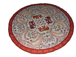 Crewel-Embroidered Cotton Table Runner
