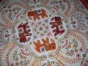Crewel-Embroidered Cotton Table Runner