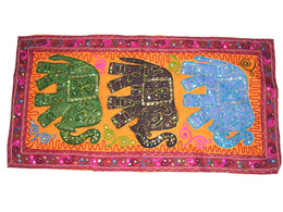 Patch Work Embroidered Elephant Wall Hanging Table Runner