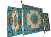 Blue Velvet With Net Table Cover (4 PCS SET)