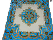 Blue Velvet With Net Table Cover (4 PCS SET)