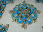 Blue Velvet With Net Table Cover (4 PCS SET)