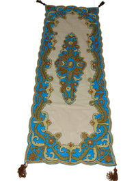 Bead Blue Velvet With Net Table Runner(50Wx150Lcm)