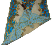 Bead Blue Velvet With Net Table Runner(50Wx150Lcm)