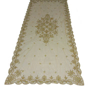 Golden Embroidered Dining Table Cover