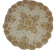 Cutwork Golden Embroidery Round Table Cover(100x100cm)