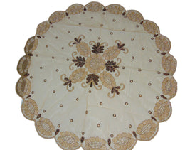 Cutwork Golden Embroidery Round Table Cover(150x150cm)