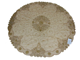zig zac Gold Embroidery Round Table Cover(150x150cm)