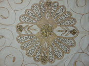 zig zac Gold Embroidery Round Table Cover(150x150cm)