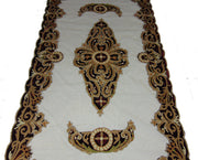 Coke Brown Velvet Net Dining Table Cover(110Wx220Lcm)