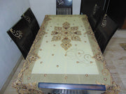 Golden Embroidered  6 seat Dining Table Cover