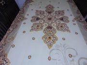 Golden Embroidered  6 seat Dining Table Cover