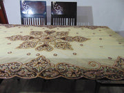 Golden Embroidered  6 seat Dining Table Cover