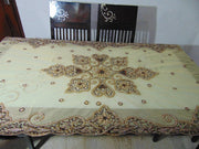 Golden Embroidered  6 seat Dining Table Cover