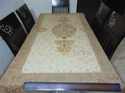 Golden Embroidered  6 seat Dining Table Cover