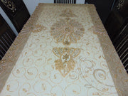 Golden Embroidered  6 seat Dining Table Cover