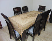 Golden Embroidered  6 seat Dining Table Cover