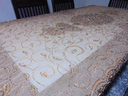 Golden Embroidered  6 seat Dining Table Cover